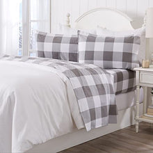 Load image into Gallery viewer, Great Bay Home - 100% Turkish Cotton Full Flannel Sheet Set. Heavyweight, Warm, Winter Double Brushed Bed Sheets. Pre-Shrunk & Anti-Pill - Buffalo Check - Soft Taupe / Pale Grey