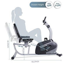 Load image into Gallery viewer, Maxkare Magnetic Recumbent Exercise Bike Indoor Stationary Bike with Adjustable Cushion Seat and Resistance,Pluse Monitor,Transport Wheels and Tablet Holder for Home Use