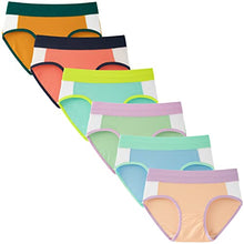 Load image into Gallery viewer, INNERSY Teen Girls Underwear Cotton Stretch Briefs Comfy Mid Rise Panties 6 Pack (12-14 Years, Bright Colors)