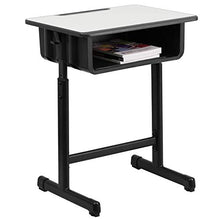 Load image into Gallery viewer, Flash Furniture Student Desk with Grey Top and Adjustable Height Black Pedestal Frame