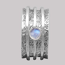 Load image into Gallery viewer, Spinner Ring !! 925 Sterling Silver Moonstone Gemstone Meditation Ring, Anxiety Ring, Fidget Ring, Anti Stress Ring, Worry Band (12)