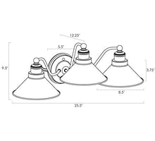 Load image into Gallery viewer, Kira Home Welton 25.5" Modern Industrial 3-Light Vanity/Bathroom Light, Brushed Nickel Finish