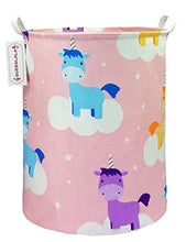 Load image into Gallery viewer, QUEENLALA Large Storage Basket,Laundry Hamper/Bathroom/Home Decor/Collapsible Round Storage Bin,Boys and Girls Hamper/Boxes/Clothing(Pink Unicorn)