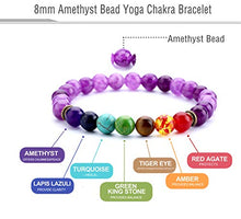Load image into Gallery viewer, Doitory 8mm Lava Rock Chakra Beads Bracelet Elastic Gifts for Girls Natural Stone Yoga Bracelet Bangle(Amethyst Beads)