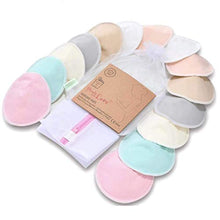 Load image into Gallery viewer, Organic Bamboo Nursing Breast Pads - 14 Washable Pads + Wash Bag - Breastfeeding Nipple Pad for Maternity - Reusable Nipplecovers for Breast Feeding (Pastel Touch, Large 4.8")