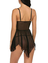 Load image into Gallery viewer, Avidlove Lingerie for Women for Sex Lace Babydoll Mesh Chemise V Neck Sexy Sleepwear(Black,M)