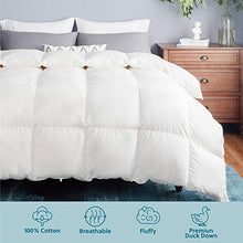 Load image into Gallery viewer, Bedsure 100% Cotton Down Comforter Full/Queen Size (88x88 inches) - Down and Feather Quilted Comforter, 50 OZ 700 Fill Power Washable All Season Bed Comforter - White Duvet Insert with Corner Tabs
