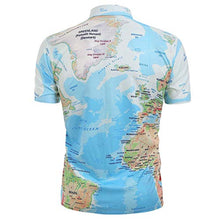 Load image into Gallery viewer, Cool1980s Mens World Map Print Stylish Button Down Short Sleeve Shirt & Printing Shirt Top Blouse (Blue, XXL)