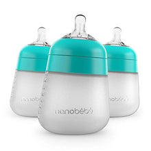 Load image into Gallery viewer, Nanobebe Flexy Silicone Baby Bottles, Anti-Colic, Natural Feel, Non-Collapsing Nipple, Non-Tip Stable Base, Easy to Clean - 3-Pack, Teal, 9 oz