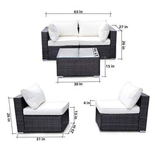 Load image into Gallery viewer, Viewee 5-Pieces Outdoor Patio Furniture Sets Rattan Wicker Patio Sofa with 2 Corner Chairs& 2 Armless Chair &1 Glass Top Patio Table