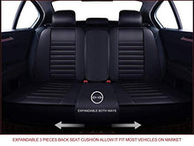 Load image into Gallery viewer, OASIS AUTO OS-001 Leather Car Seat Covers, Faux Leatherette Automotive Vehicle Cushion Cover for 5 Passenger Cars & SUV Universal Fit Set for Auto Interior Accessories (Full Set, Black)
