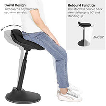 Load image into Gallery viewer, SONGMICS Standing Desk Chair 24.8-34.6 Inches, Adjustable Standing Stool, Sitting Balance Chair, Comfortable and Breathable Seat, Black UOSC02BK
