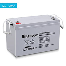 Load image into Gallery viewer, Renogy Deep Cycle AGM Battery 12 Volt 100Ah, 3% Self-Discharge Rate, 2000A Max Discharge Current, Safe Charge Most Home Appliances for RV, Camping, Cabin, Marine and Off-Grid System, Maintenance-Free
