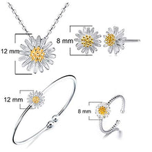 Load image into Gallery viewer, ISAACSONG.DESIGN 925 Sterling Silver Daisy/Sakura/Snowflake Flower Crystal Pendant Necklace Earring Bracelets Ring Set for Women (Fresh Love As Daisy Set)