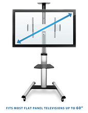 Load image into Gallery viewer, Mount-It! Mobile TV Stand for Flat Screen Televisions, Height Adjustable Rolling TV Cart for 32, 40, 50, 55, 60, 65 and 70 Inch Screens, 110 Pound Capacity
