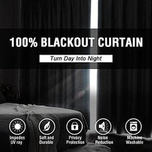 Load image into Gallery viewer, H.VERSAILTEX 100% Blackout Patio Curtains Thermal Insulated Curtains for Sliding Door Extra Wide Window Panels Full Light Blocking Grommet Curtains with Black Liner, W100 x L96 inch - Natural