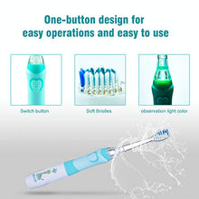 Load image into Gallery viewer, SEAGO Kids Electric Toothbrush, Sonic Tooth Brush Soft Bristles Battery Powered with Smart Timer and Colorful LED Waterproof for Baby & Kids with 2 Soft Bristles, Green