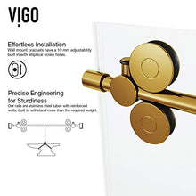 Load image into Gallery viewer, VIGO VG6041MGCL6074 3.0" L -60.0" W -74.0" H Elan Frameless Sliding Rectangle Shower Door with Clear 0.38" Tempered Glass and Stainless Steel Hardware in Matte Gold Finish with Reversible Handle