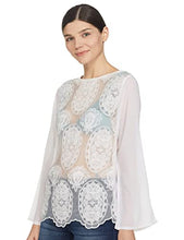 Load image into Gallery viewer, KAILASA BY ANGEL BAY Women's Full Sleeves Beautiful Net Pattern Embroiderey Top Designer Blouse for Office College Party Beach Wear