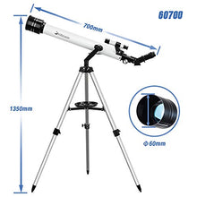 Load image into Gallery viewer, Telescopes for Adults, Telescope for Beginners and Kids - 700mm Focal Length Refractor & Travel Scope to Observe Moon and Planet with 10mm Eyepiece Smartphone Mount and Tripod