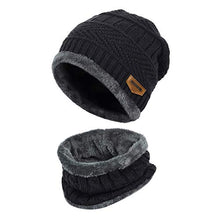 Load image into Gallery viewer, VBIGER 2-Pieces Winter Beanie Scarf Set Warm Hat Thick Knit Skull Cap for Men Women, One Size Black