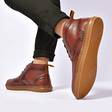 Load image into Gallery viewer, Men's Mid Top Casual Wingtip Brogue Oxford Dress Sneaker Boots for Men Arkbird Comfortable Daily Work Ankle Shoe Brown 10