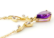 Load image into Gallery viewer, Galaxy Gold 14k White, Rose, Yellow Gold Amethyst and Diamond Vine Branch Design Pendant Necklace with 1.52 Carats (Carat Total Weight) Natural Diamonds & Pear-Shaped Purple Amethyst (yellow-gold, 20)