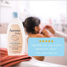 Load image into Gallery viewer, Aveeno Baby Daily Moisture Gentle Bath Wash & Shampoo with Natural Oat Extract, Hypoallergenic, Tear-Free & Paraben-Free Formula for Sensitive Hair & Skin, Lightly Scented, 33 fl. oz