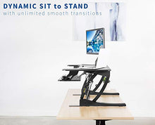 Load image into Gallery viewer, VIVO Black Height Adjustable 36 inch Stand up Desk Converter Quick Sit to Stand Tabletop Dual Monitor Riser (DESK-V000V)