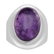 Load image into Gallery viewer, Shine Jewel 8.150 Ctw 16x12 Oval Cabochon Natural Amethyst Gemstone 925 Sterling Silver Ring (9)