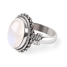 Load image into Gallery viewer, SUVANI Sterling Silver White Moonstone Double Rope & Chain Edge Vintage Band Ring Size 8