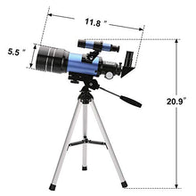 Load image into Gallery viewer, ToyerBee Telescope for Kids&Beginners, 70mm Aperture 300mm Astronomical Refractor Telescope(15X-150X), Portable Travel Telescope for Adult with A Finder Scope, A Phone Adapter& A Wireless Remote