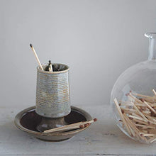 Load image into Gallery viewer, Creative Co-Op Stoneware Striker Plate, Reactive Glaze, Grey (Each One Will Vary) Match Holder