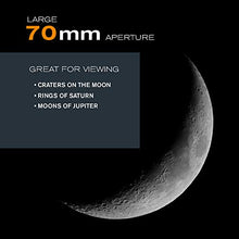 Load image into Gallery viewer, Celestron - AstroMaster 70AZ Telescope - Refractor Telescope - Fully Coated Glass Optics - Adjustable Height Tripod – BONUS Astronomy Software Package