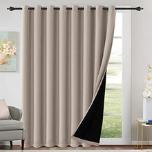 Load image into Gallery viewer, H.VERSAILTEX 100% Blackout Patio Curtains Thermal Insulated Curtains for Sliding Door Extra Wide Window Panels Full Light Blocking Grommet Curtains with Black Liner, W100 x L96 inch - Natural