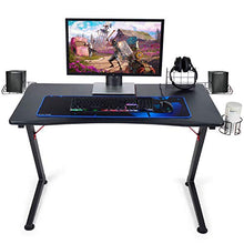 Load image into Gallery viewer, GTRACING Gaming Desk Computer Office PC Gamer Table Racing Style Professional Game Station Z-Shaped with Gaming Controller Tablet Stand & Cup Holder, Black