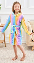 Load image into Gallery viewer, Doctor Unicorn Soft Unicorn Hooded Bathrobe Sleepwear - Unicorn Gifts for Girls (Rainbow, 6 Years)
