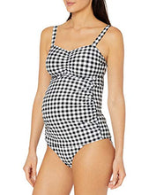 Load image into Gallery viewer, Motherhood Maternity womens Keyhole Back Two Piece Swimsuit Tankini Set, Black/ White Gingham, Medium US