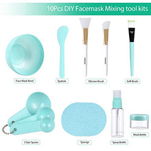 Load image into Gallery viewer, Face Mask Mixing Bowl Set, Facial Mask Mixing Tool Kit with Plastic Mask Bowl Silicone Mask Brushes Measuring Cup Stick Spatulas Facial Sponge (10PCS)