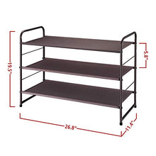 Load image into Gallery viewer, Simple Trending 3-Tier Stackable Shoe Rack, Expandable & Adjustable Fabric Shoe Shelf Storage Organizer, Bronze