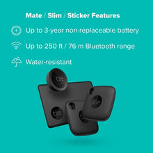 Load image into Gallery viewer, Tile Mate Essentials (2022) 4-Pack (2 Mate, 1 Slim, 1 Sticker)- Bluetooth Trackers & Item Locators for Keys, Wallets, Remotes & More; Easily Find All Your Things