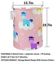 Load image into Gallery viewer, QUEENLALA Large Storage Basket,Laundry Hamper/Bathroom/Home Decor/Collapsible Round Storage Bin,Boys and Girls Hamper/Boxes/Clothing(Pink Unicorn)