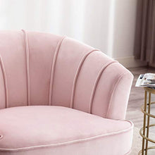 Load image into Gallery viewer, Artechworks Modern Velvet Barrel Chair Accent Armchair with Golden Legs for Living Room Bedroom Home Office, Channel Tufted Back Club Chair, Pink