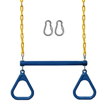 Load image into Gallery viewer, Jungle Gym Kingdom Swing Sets for Backyard, Monkey Bars & Swingset Accessories - Set Includes 18" Trapeze Swing Bar & 48" Heavy Duty Chain with Locking Carabiners - Outdoor Play Equipment (Blue)