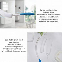 Load image into Gallery viewer, MagiDeal Vinyl Quote Me Long Anti-Slip Curve Handled Bath Body Brush, Easy Reach for Seniors, Suitable for Elderly/Pregnant Aid Bathing & Shower, Blue, 15.35"