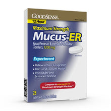 Load image into Gallery viewer, Good Sense Maximum Strength Chest Congestion and Mucus Relief, Guaifenesin Extended-Release Tablets, 1200 mg, 28 Count