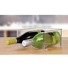 Load image into Gallery viewer, mDesign Plastic Free-Standing Wine Rack Storage Organizer for Kitchen Countertops, Table Top, Pantry, Fridge - Holds Wine, Beer, Pop/Soda, Water Bottles - Stackable, 2 Bottles - Clear