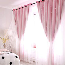 Load image into Gallery viewer, Unistar 2 Panels Stars Blackout Curtains for Bedroom Girls Kids Baby Window Curtain Double Layer Star Cut Out Aesthetic Living Room Decor Wall Home Decorations Curtain,W52 x L84 Inches,Pink