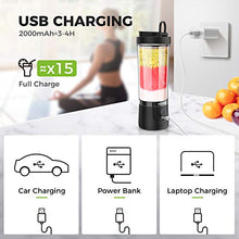 Load image into Gallery viewer, Portable Blender, Kollea Personal Size Blender for Shakes and Smoothies 18oz Smoothie Blender Juice Maker with 6 Blades, Travel Blender for Sports, Gym, Travel, Home, Office Use (Black)