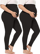 Load image into Gallery viewer, TOUCH LOOM Maternity Pants Maternity Over Belly High Waist Full Length Leggings Pants for Women Maternity Clothes Pregnant,Large,Black/Black